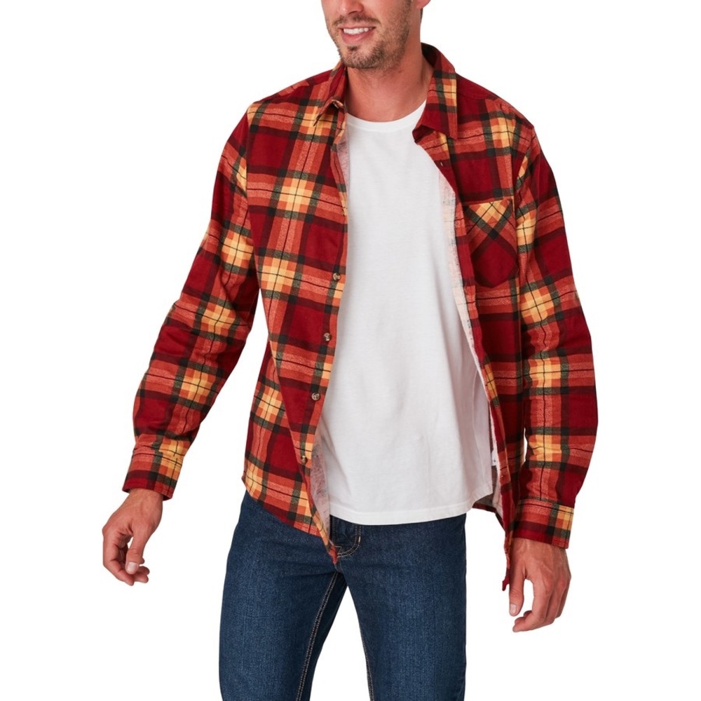 Brilliant Basics Men's Flannelette Shirt - Red \Orange/Black Size XS Unisex